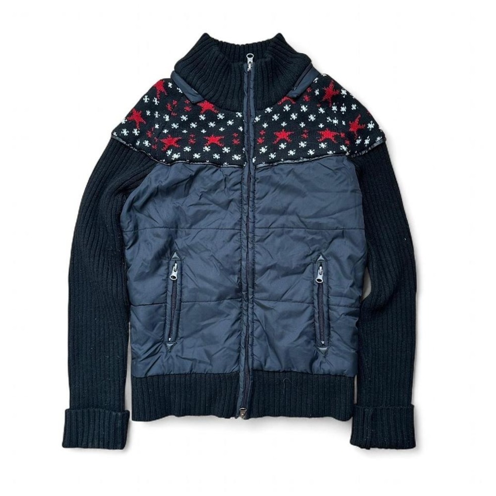 Y2K black + red star apres ski jacket